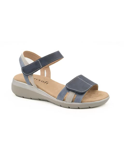 Sandali Donna con strappo e soletta Memory Mysoft 25M002 Cuoio o Blu
