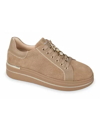 Valleverde Sneakers Donna 35480 Camoscio Sand o Taupe Calzature Casual