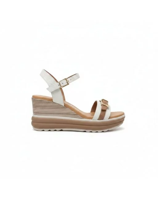 Sandali Donna Oh! My Sandals 5993 in Pelle Champagne o Hielo modello casual. Sandali casual