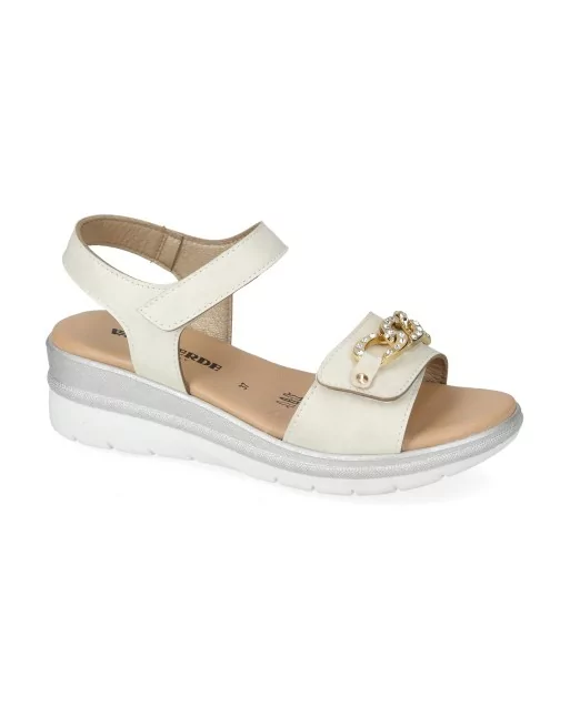 Sandali Donna Valleverde 55566 in Pelle Avorio modello casual. Sandali casual