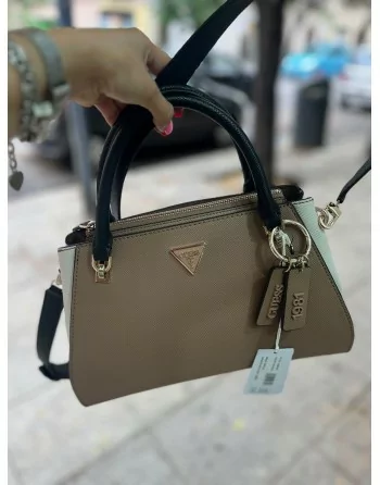 GUESS borsetta borsa a tracolla Noelle II Luxury Satchel Tan Multi grigio talpa