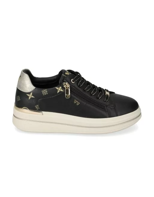 Sneakers Donna Valleverde 35487 in Pelle Nera Scarpe Casual