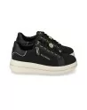 Sneakers donna Valleverde 35497 pelle nero platform