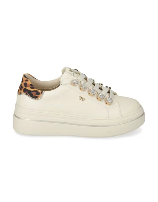 Sneakers donna Valleverde V35453A avorio in pelle con platform