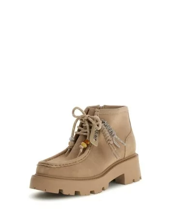 Stivaletti Guess beige in camoscio vista laterale