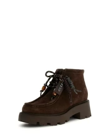 Stivaletti Guess marrone in camoscio vista laterale