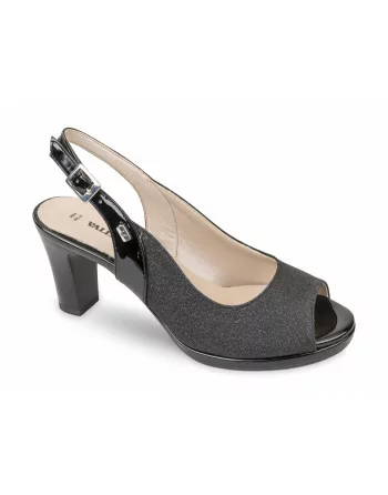 Sandali Donna eleganti Valleverde 28340 Argento Platino Nero
